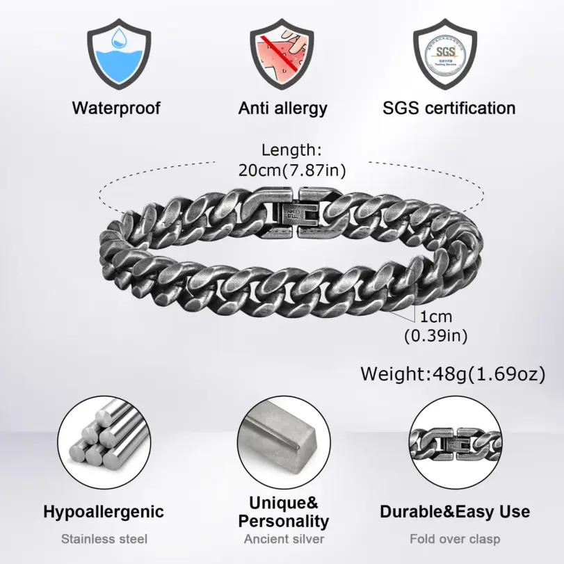 ⛓️ Pulsera "Steel Sovereign" – Acero Antiguo Estilo Dome 5
