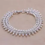 Pulsera de cadena sólida exquisita de Plata de Ley 925, abalorio de moda para mujeres y hombres, joyería de modelos simples y bonitos para boda 4