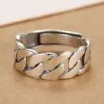 Anillos de plata de ley 925 Sam Panda para mujeres y hombres, joyería fina, anillo de cadena Vintage abierto ajustable para dedo, regalo de cumpleaños para fiesta 4
