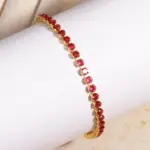 Buena calidad Simple redondo Cubic Zirconia Rosa rojo 5A CZ pulsera de cadena de tenis joyería clásica de moda para mujer 4