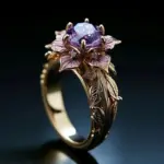 Exquisito y bonito anillo de flor púrpura, Zirconia brillante para bodas, compromiso, aniversarios, regalos de joyería para el día de Año Nuevo 4