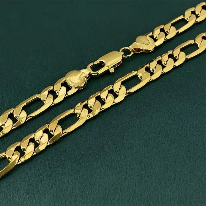 Collar geométrico de lujo de oro puro 24K 9999, oro real, para hombre y mujer, de 10 mm de ancho, 3:1, unisex. 1