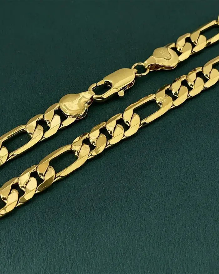 Collar geométrico de lujo de oro puro 24K 9999, oro real, para hombre y mujer, de 10 mm de ancho, 3:1, unisex. 1