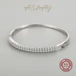 Ailmay-pulsera de plata de ley 925 con circonita cúbica para mujer y niña, brazalete clásico de lujo, joyería fina antialérgica 4