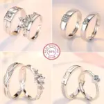 Conjuntos de anillos de Plata de Ley 925 para parejas, anillo Simple de pulido ligero para mujer y hombre, joyería fina clásica para boda, 2 uds. 1