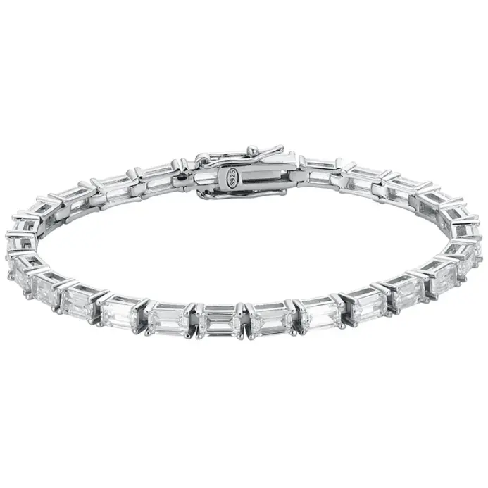 14-21cm joyería de plata maciza regalo pavé ajuste 3*5mm rectángulo impresionante circón cúbico Real 925 joyería fina pulsera de tenis 1