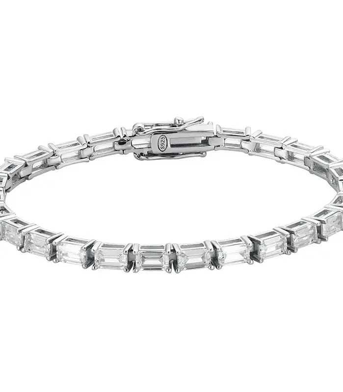 14-21cm joyería de plata maciza regalo pavé ajuste 3*5mm rectángulo impresionante circón cúbico Real 925 joyería fina pulsera de tenis 1