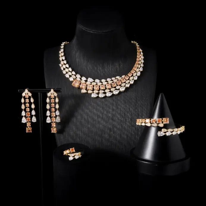 Conjunto de joyería nupcial de circonita cúbica para mujer, collar de boda, regalo de disfraz, accesorios de belleza para mujer 1