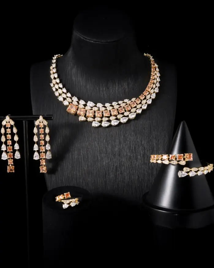 Conjunto de joyería nupcial de circonita cúbica para mujer, collar de boda, regalo de disfraz, accesorios de belleza para mujer 1