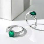 1CT 5x7mm anillo de rubí/esmeralda zómana cultivada en laboratorio plata de ley S925 con moissanita para mujer joyería fina para fiesta de boda 2