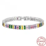 Pulsera de plata de ley 925 Noble, cadena de lujo, joyería de mano de cristal de Color para mujer, abalorio, regalo de boda, fiesta, 18cm 2