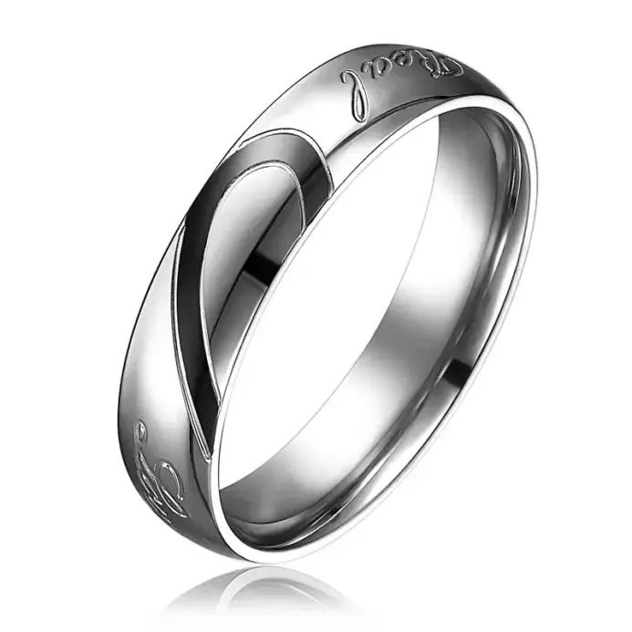 Anillos de promesa a juego para parejas Te amo para siempre, conjuntos de alianzas de boda, anillos de medio corazón para él y sus, ajuste cómodo de acero inoxidable 2