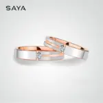 Anillos de boda para hombres y mujeres, chapado en oro rosa, incrustaciones de moissanita sintética de tungsteno, ajuste cómodo, grabado 4