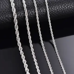1 pieza de Plata de Ley 925 ancho 2mm/3mm/4mm cuerda cadena collar/pulsera para hombres mujeres hombre collar de cadena de moda 1