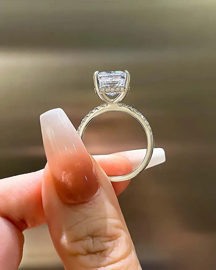 OEVAS-Juego de anillos de circón completo de 7x10mm, 3,5 CT, 100% Plata de Ley S925 para mujer, anillo de compromiso de boda, joyería fina, regalo, venta al por mayor 2