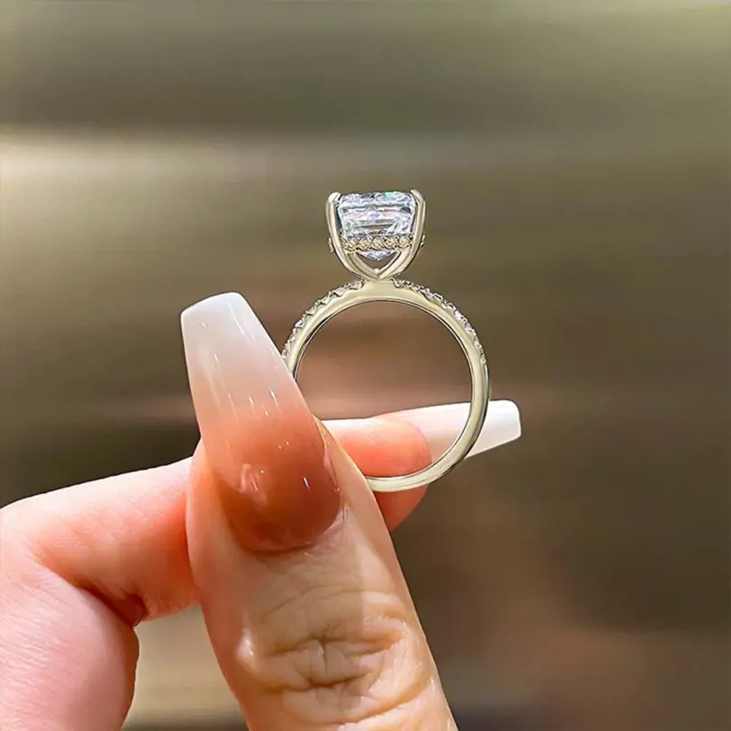 OEVAS-Juego de anillos de circón completo de 7x10mm, 3,5 CT, 100% Plata de Ley S925 para mujer, anillo de compromiso de boda, joyería fina, regalo, venta al por mayor 2