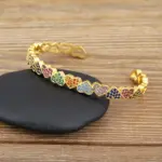 pulsera ajustable con forma de corazón de amor romántico para mujer, brazalete abierto de circón brillante, joyería de fiesta diaria, regalos, gran oferta 4
