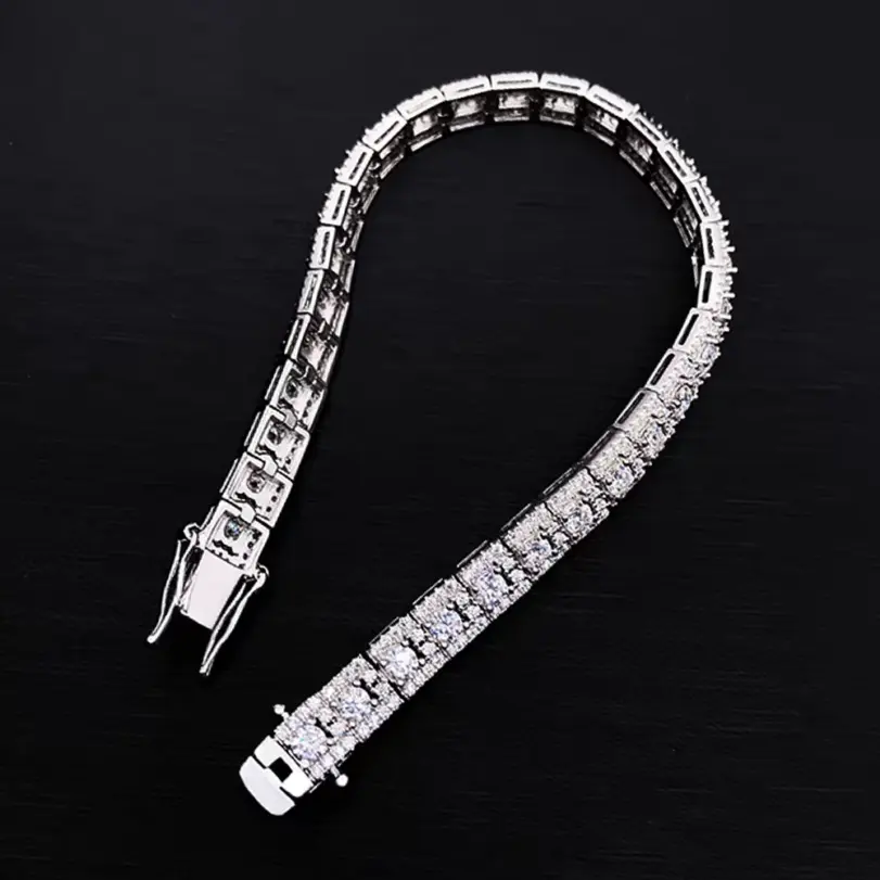 Pulsera de tenis de lujo de moissanita completa de 3 mm, 100% Plata S925, D Color VVS1, Diamante de laboratorio, Cadena de mano, Joyería fina para fiesta, Regalo 4
