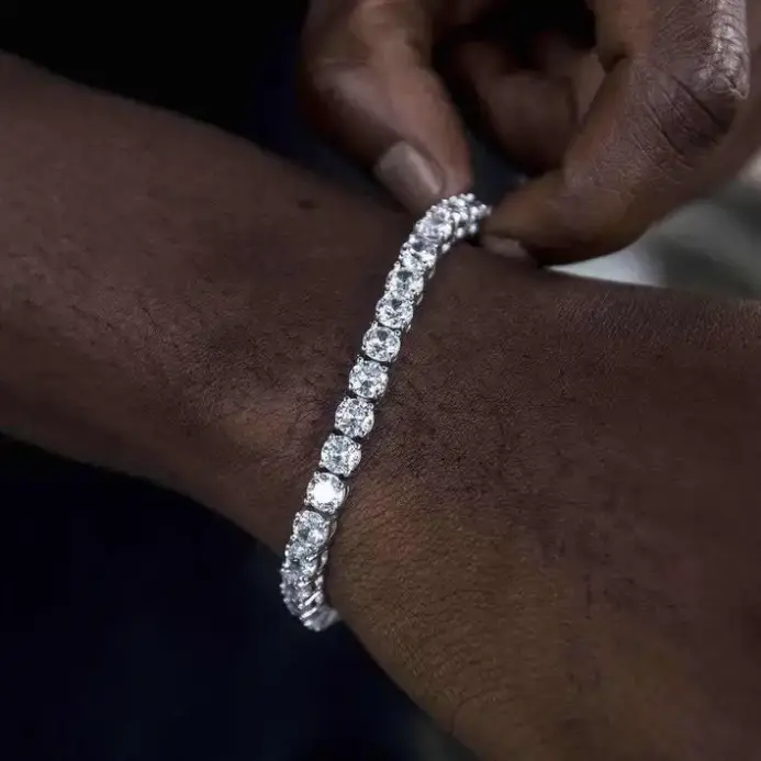 Pulsera de tenis de cristal de lujo, pulsera de Hip Hop para hombre, cadena de pareja de circonia Punk a la moda en la mano, joyería de calle 1