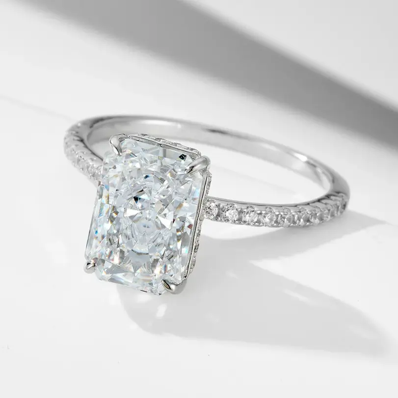 OEVAS-Juego de anillos de circón completo de 7x10mm, 3,5 CT, 100% Plata de Ley S925 para mujer, anillo de compromiso de boda, joyería fina, regalo, venta al por mayor 4