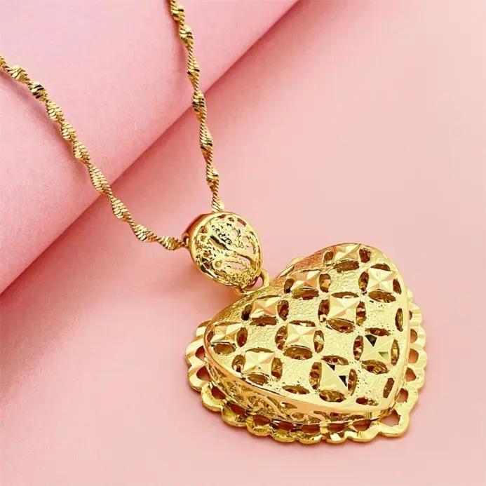 Collar con colgante de estrella de oro puro 24K 9999 de lujo para damas 2