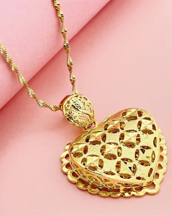 Collar con colgante de estrella de oro puro 24K 9999 de lujo para damas 2