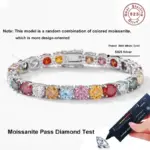 NeeTim, pulseras de tenis de moissanita de arcoíris coloridas de 3mm, 4mm y 5mm para mujer, cadena de pulsera de oro blanco chapada en plata esterlina s925 5