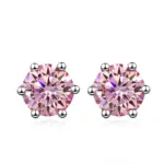 Pendientes NeeTim de moissanita de 0,5 CT, 1ct, 2ct, para mujer, Plata de Ley 925, verde, rosa, negro, azul, gris, pendientes brillantes 4