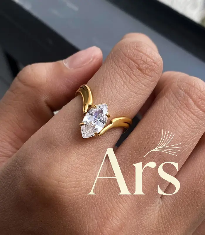 Anillo de Acero Inoxidable Ars, Anillos Irregulares Chapados en Oro de 18k, Anillo Geométrico con Circonita para Mujer, Anillos Minimalistas que No se Deslustran 1