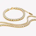 Pulsera de cadena de circón resistente al agua sin deslustre pulseras de mano de acero inoxidable 316L para mujer joyería chapada en oro de 18 quilates 1