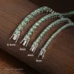 KNOBSPIN D VVS, pulseras de tenis originales de moissanita verde para mujeres y hombres, diamantes de laboratorio con joyería de boda GRA, pulsera de plata 925 3
