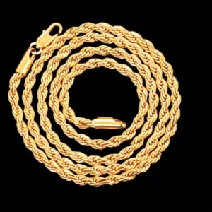 Venta al por mayor Noble 45-60 cm 18K oro 4mm cuerda cadena collar para mujer hombre moda boda encanto regalo joyería 18-24 pulgadas 1