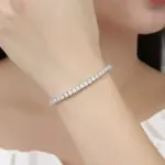 Joyería chapada en plata, pulsera de tenis de 17CM, 19CM y 21CM, regalo de aniversario de Zirconia, brazalete de plata de ley auténtica para mujer 3