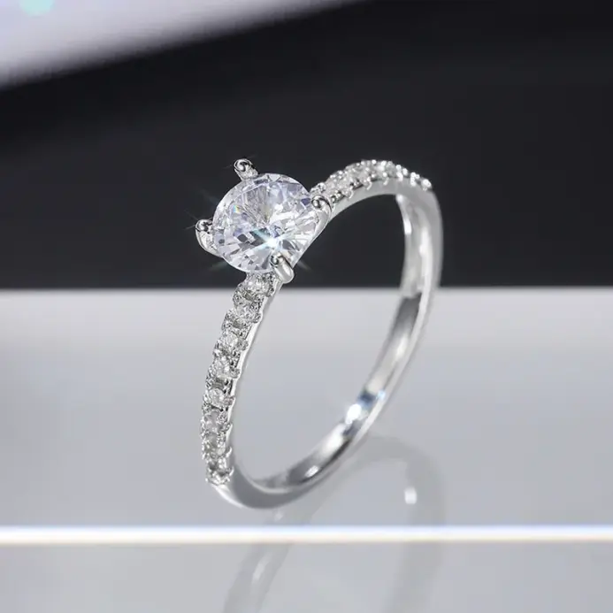 Anillo de compromiso de boda de Plata de Ley 925 para mujer, regalo de cumpleaños romántico para novia, joyería de circón de cristal a la moda 2