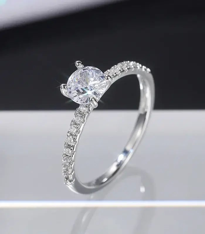 Anillo de compromiso de boda de Plata de Ley 925 para mujer, regalo de cumpleaños romántico para novia, joyería de circón de cristal a la moda 2