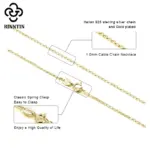 Rinntin-collar de cadenas de eslabones de Cable para mujer, de Plata de Ley 925 de oro de 18K, accesorios de cadena de cuello fino, joyería SC06 2 Rinntin-collar de cadenas de eslabones de Cable para mujer, de Plata de Ley 925 de oro de 18K, accesorios de cadena de cuello fino, joyería SC06 2