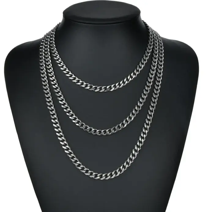 Collares de acero inoxidable de 3,5-7MM de ancho para hombre, gargantilla de cadena de eslabones cubanos Punk, accesorios de joyería de fiesta de moda Hip Hop para mujer 2