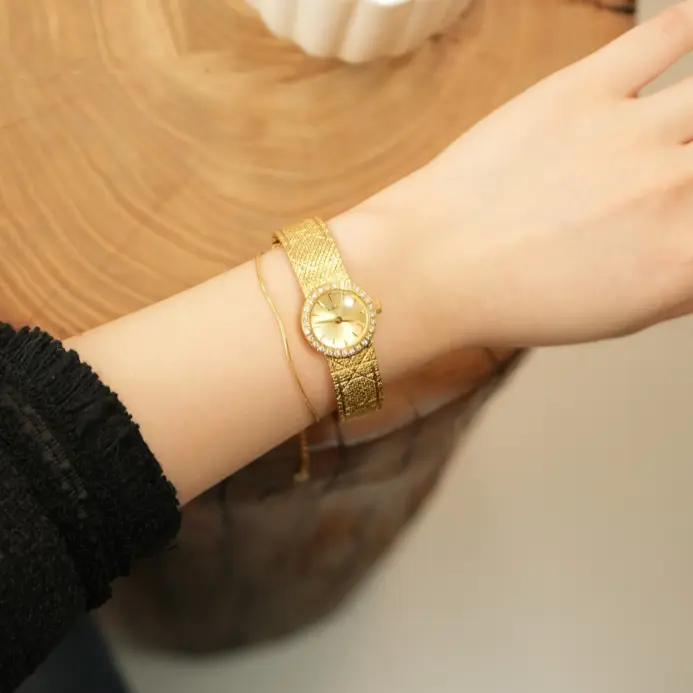 Reloj Vintage de esfera pequeña para mujer, pulsera de latón chapada en oro de 24 quilates, de alta calidad, con diamantes Retro de lujo, regalos elegantes, 2026 2