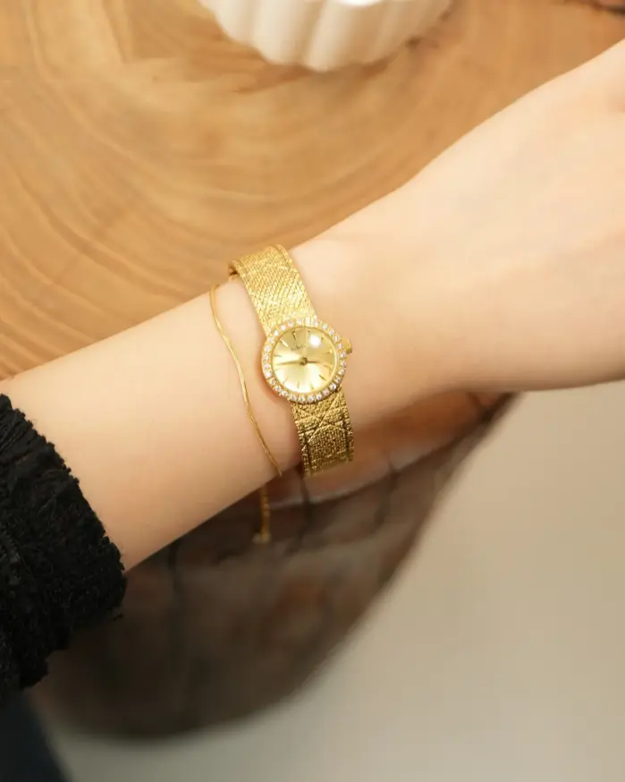 Reloj Vintage de esfera pequeña para mujer, pulsera de latón chapada en oro de 24 quilates, de alta calidad, con diamantes Retro de lujo, regalos elegantes, 2026 2