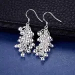 Pendientes colgantes con cuentas de uva creativas de color plateado para mujer, regalos finos de fiesta a la moda, joyería noble elegante 2