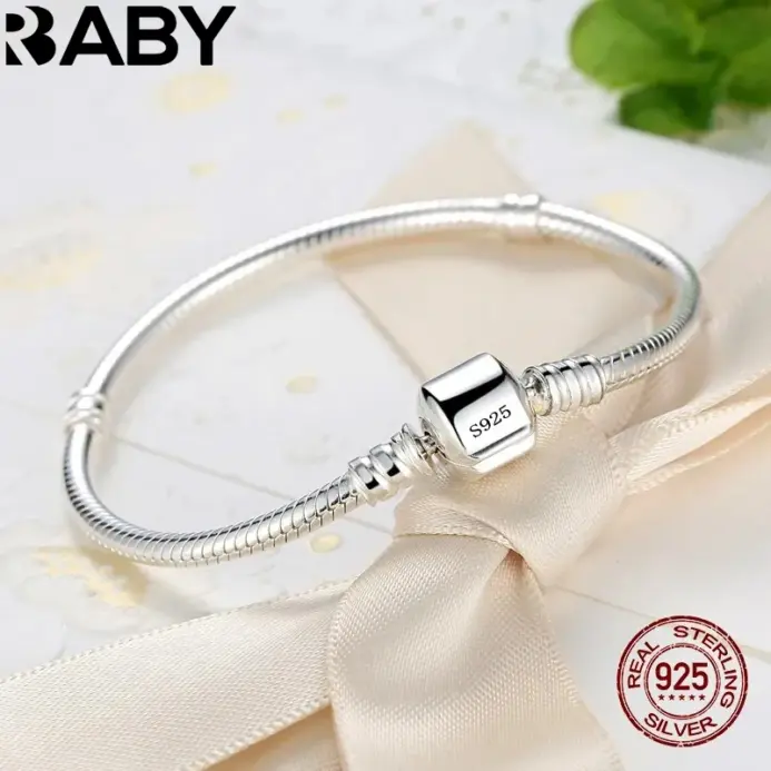 Joyería fina Original hecha a mano, pulsera de plata de ley 925 con dijes, pulseras de hueso de serpiente suaves y lisas para mujer 1