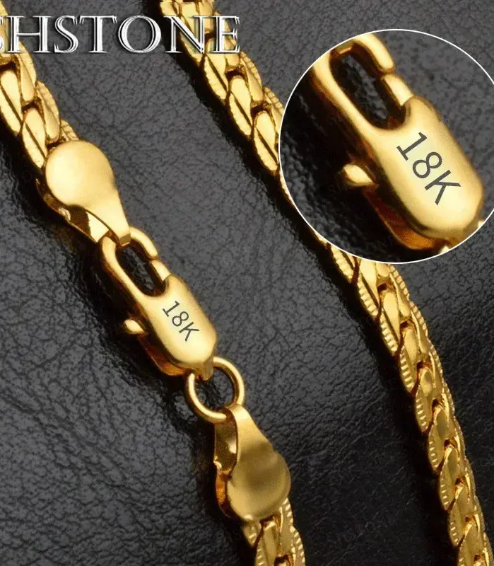 Collar lateral completo de 6mm de Plata de Ley 925 de oro de 18K, cadena de 8/18/20/24 pulgadas para mujer y hombre, joyería de compromiso de boda a la moda 1