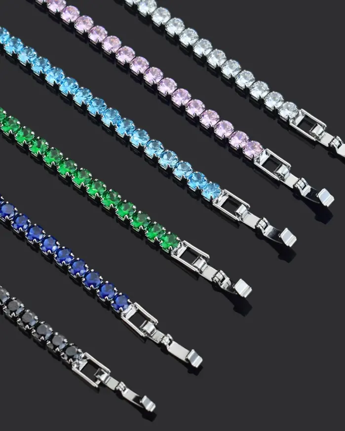 Pulsera de tenis de circón con microincrustaciones de 4mm para mujer, pulsera para hombre, accesorios de joyería para hombre, 1