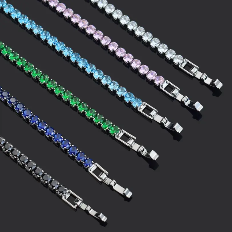 Pulsera de tenis de circón con microincrustaciones de 4mm para mujer, pulsera para hombre, accesorios de joyería para hombre, 1