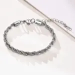 Pulseras de cuerda de acero inoxidable de 2-5MM para hombres y niños, pulsera de eslabones de Color dorado y plateado ajustable, regalo de joyería genial Punk Rock 5
