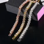 Pulseras de circonia cúbica de cristal para mujer, pulsera de Color plateado, pulsera de terapia magnética para pérdida de peso, joyería para la salud 5