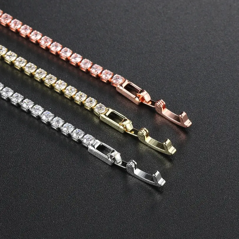 Pulsera de tenis Multicolor para mujer y hombre, brazalete de circonia cúbica de 2,5mm, cadena de tenis de diseño, joyería de boda, KC128 4