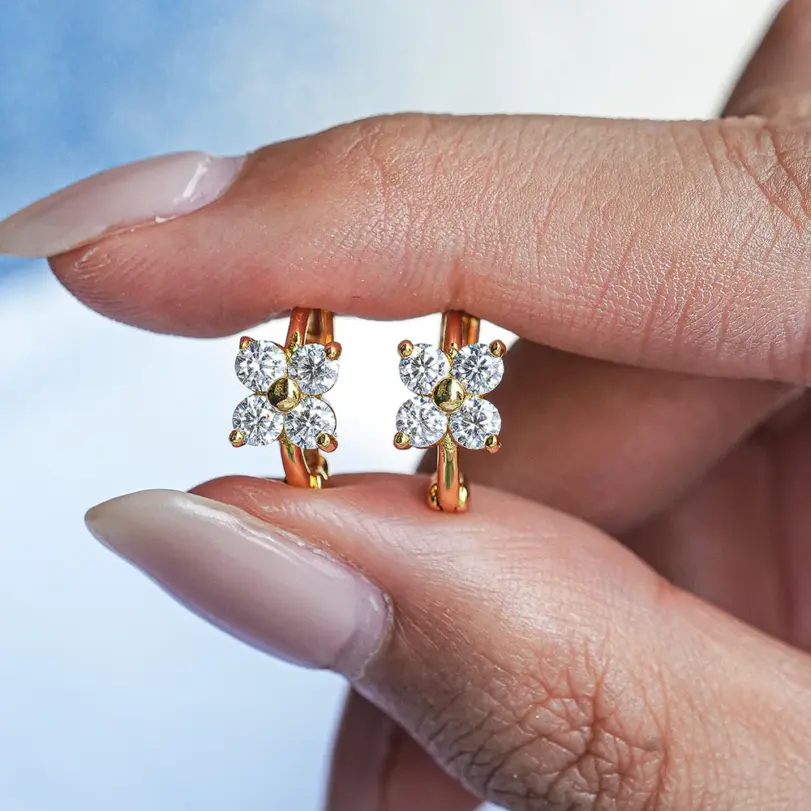 Pendientes 100% de oro auténtico de 18k, diseño clásico lujoso, pendientes de diamantes de 1 quilate, certificado de moissanita y GRA, alta joyería 3