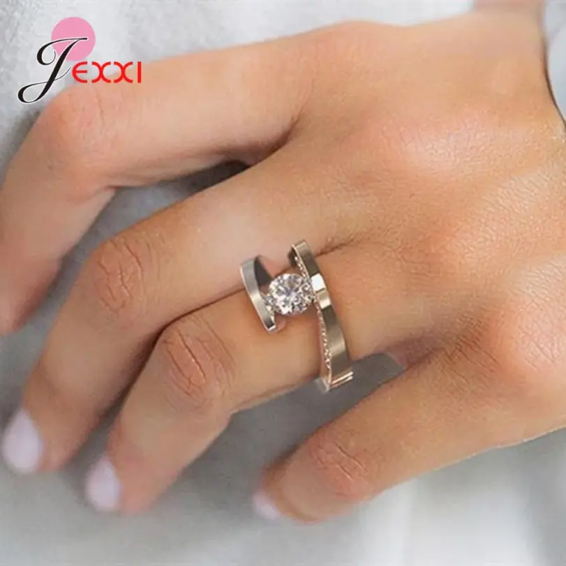 Anillos irregulares de circonia cúbica AAAAA de Color dorado de Plata de Ley 925 a la moda novedosa para mujer/señora, anillos más finos llamativos de venta superior 4
