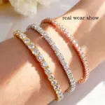 Pulsera de tenis de moissanita chapada en oro de 18 quilates para mujer, pulsera clásica de Plata de Ley 925 certificada de 3/4/5mm para cadena de hombre 6